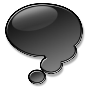 An image of a shiny black conversation bubble.