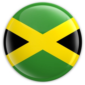 An image of Jamaica&#039;s flag on a badge.