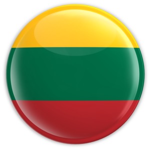 An image of Lithuania&#039;s flag on a badge.