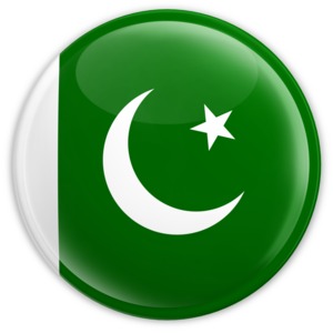 An image of Pakistan&#039;s flag on a badge.