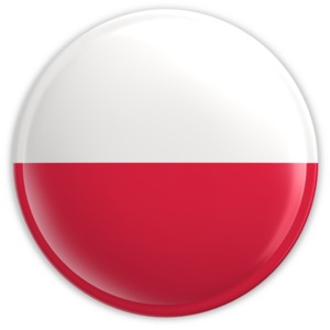 An image of the Poland&#039;s flag on a badge.