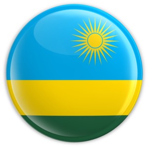 An image of the Rwanda&#039;s flag on a badge.