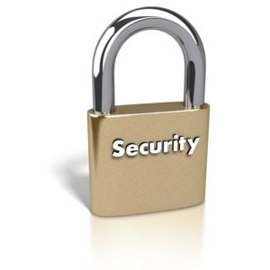 An image of a padlock with the word security across the lock.