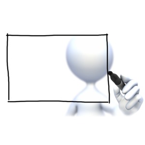 An image of a stick figure drawing a square.
