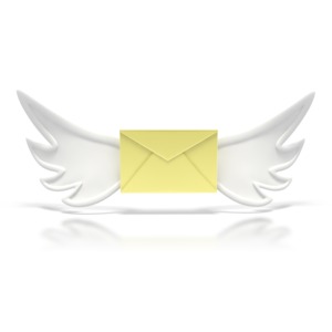 This clipart image shows a piece of mail with wings.  Great to use with presentations about communication and networking.