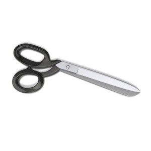 An image of a pair of black handle scissors closed.