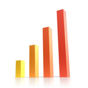 This clipart image shows four bars that make up a bar graph.