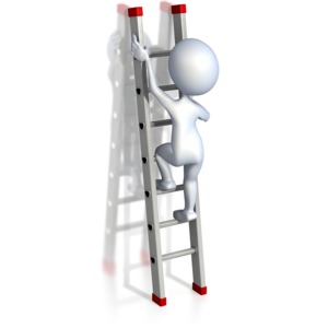 An image of a stick figure climbing a ladder.