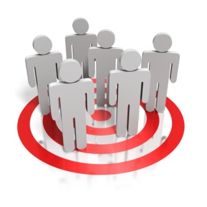 An image of a group of stick figures standing in a bullseye.