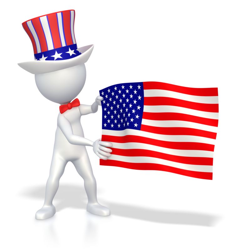 Stick Figure Holding American Flag | Great PowerPoint ClipArt for