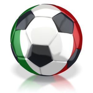 This clip art image shows a soccer ball with a flag of Italy on it.