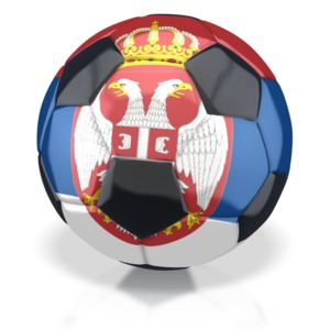 This clip art image shows a soccer ball with the Serbia flag on it.