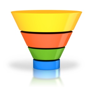An image of a multicolored sales funnel.