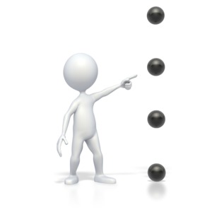 This clip art image shows a stick figure pointing to a bullet point second from the top in a series of four bullet points