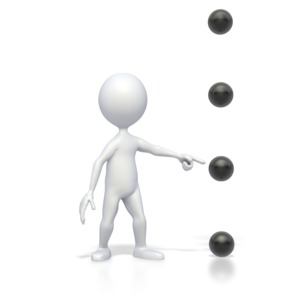 This clip art image shows a stick figure pointing to a bullet point three down from the top of a series of four bullet points.