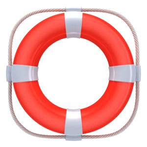 An image of a red life buoy facing forward.