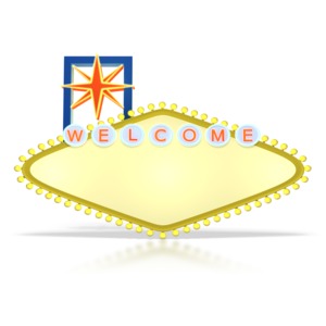 This clip art image shows a blank welcome to Vegas sign.