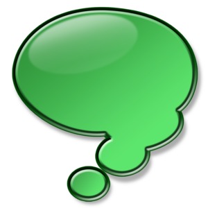 An image of a shiny green conversation bubble.