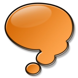 An image of a shiny orange conversation bubble.