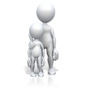 An image of a parent standing next to their child.