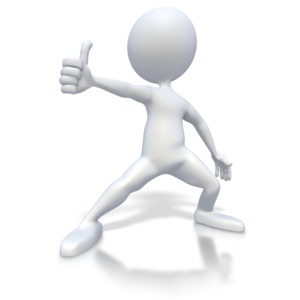 This clip art image shows a excited stick figure giving a thumbs up.