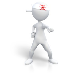 An image of a martial arts stick figure punching.