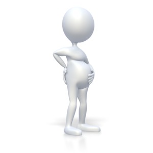 This clip art image shows a pregnant stick figure.