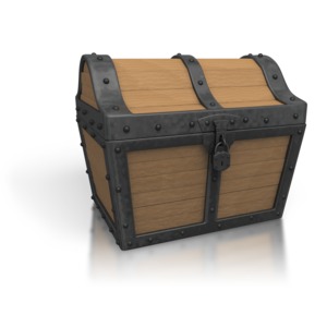 An image of a locked black treasure chest.