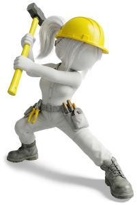 Download this Presentation Clipart of a construction worker with a hammer for impactful visuals in your presentation design.