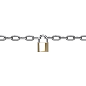 An image of a chain connected by a padlock.