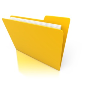An image of a single yellow file folder with paper.