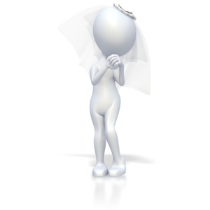  This this clip art image shows a bride standing in a dreamy pose waiting to be wed.