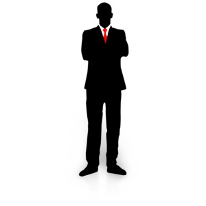 An image of a businessman silhouette with folded arms.
