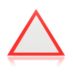 This clip art image shows a red outline harzard sign.