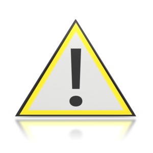 This clip art image shows a explanation mark sign.