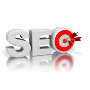 SEO stands for Search Engine Optimization, the method of making a website attractive to search engines to achieve better placement in search rankings.  In this clip art the O in SEO is a target with three arrows protruding from it.