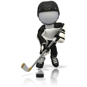 A stick figure hockey player has a fast breakaway opportunity in this presentation clip art.  This graphic could be added to your PowerPoint templates to celebrate the love of hockey. 