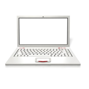 An image of a white laptop computer opened up.