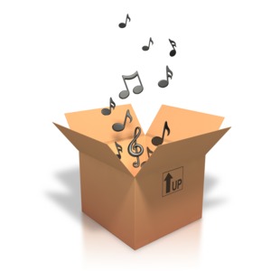 An image of an open box with music notes coming out.