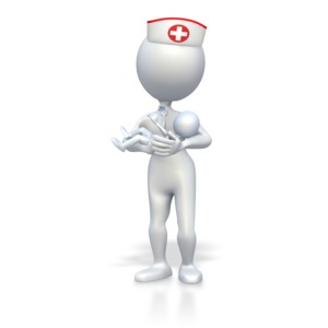 A nurse holds a newborn baby.