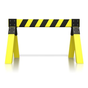 This clip art image shows a saw horse symbolizing caution.