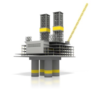 This clip art image shows a off shore oil rig.