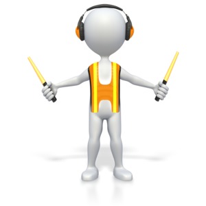 This 3D clip art image shows a stick figure dressed as a airport Marshall. 
