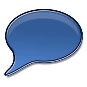 A shiny blue answer or speech bubble.