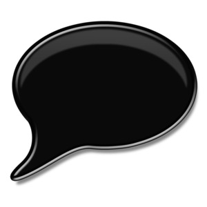 A shiny black answer or speech bubble.
