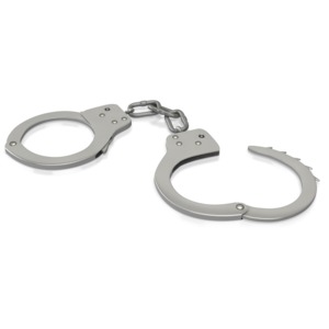 This clip art image shows a pair of handcuffs.