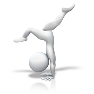 An image of a stick figure doing an gymnastics split handstand.