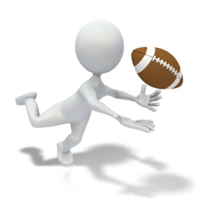 An image of a stick figure catching a football pass.