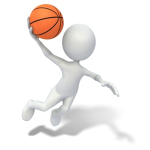 An image of a stick figure slam dunking a basketball.