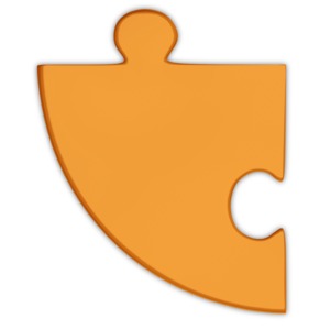 This clip art image shows a orange pie chart puzzle piece.  This image can be combined with similar pie chart puzzle pieces images to form a circle.
